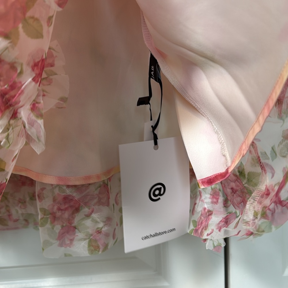 NEW CATCHALL Pullan Pink Floral Mesh Maxi Dress - Picture 7 of 7